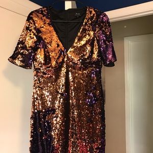 Bardot Gold/Purple sequins dress